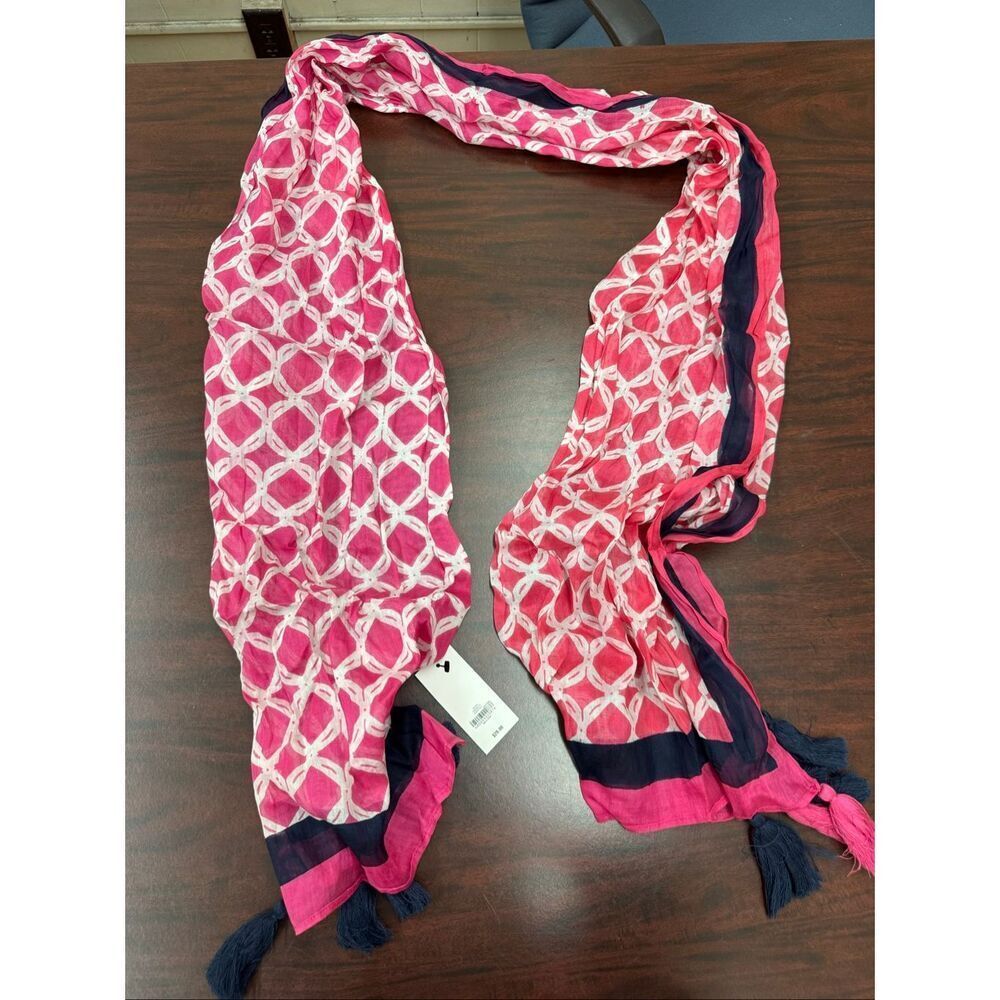 NWT Crown & Ivy Pink, White, and Navy Scarf